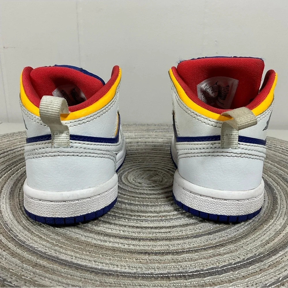 Nike Air Jordan 1 Mid Retro White Laser Orange Blue Toddler Size 6c 640735-131